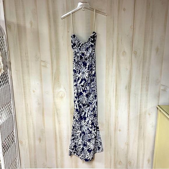Lilly Pulitzer Emmett Maxi In the Groove Navy White Strapless Dress Sz S - Picture 4 of 7